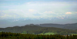 Ranní výhled z Dopleru na Alpy