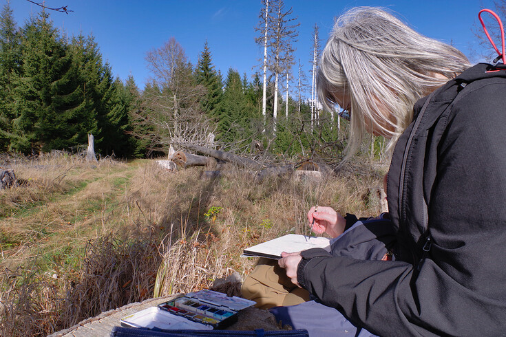 Malování u vrcholu Stožce
