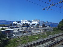 Lodě připravené na nalodění vlaků