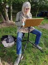 Malování kostela na Levém Hradci