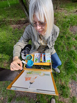 Malování kostela na Levém Hradci