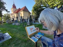 Malování kostela v Noutonicích