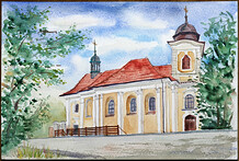 Obrázek kostela v Uněticích