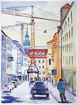 Mnichov město jeřábů