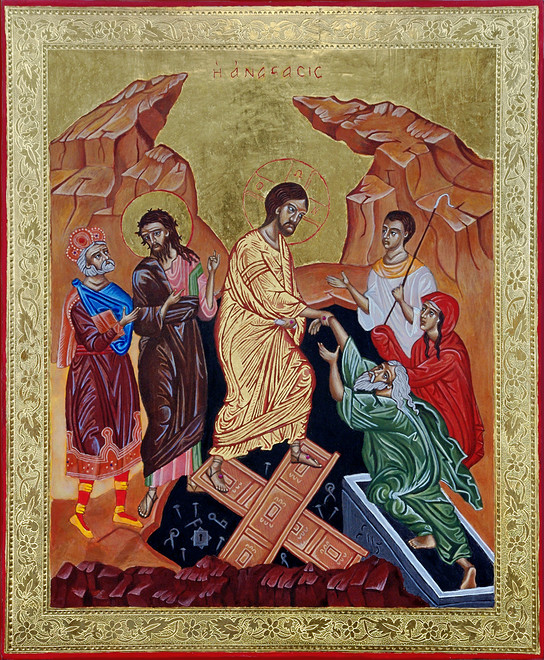 Vzkříšení (sestoupení do pekel) 39x47cm (Kristovy rány rubíny)