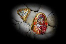 Malinké ikony na kamíncích ze Svaté země 4-6cm