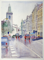 Karlovo náměstí v dešti