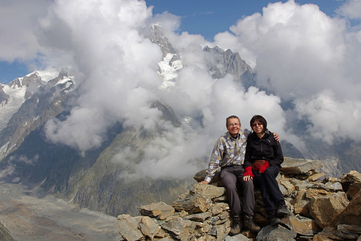 Na Mont Fortin proti Mont Blanku