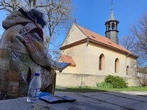 Malování kostela ve Svrkyni